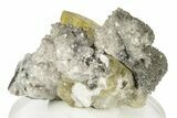 Yellow Calcite and Chalcopyrite Crystals on Dolomite - Missouri #252125-1